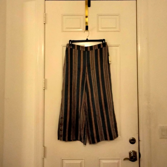 Rayon and Linen wide leg crop pants L - Picture 1 of 9